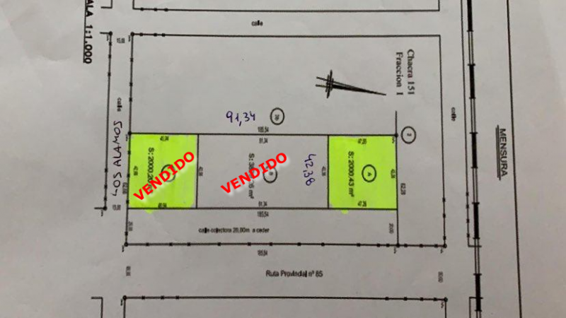 Terreno sobre Ruta 85